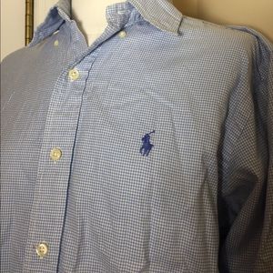 Ralph Lauren men's blue and white medium shirt